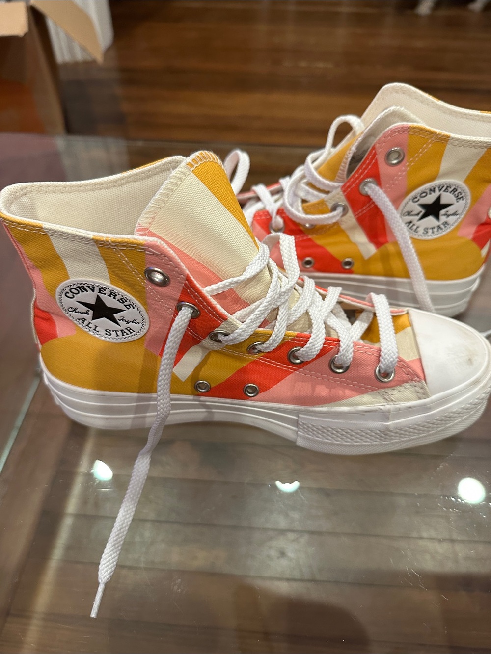 Converse Summer Spirit High-Top Sneakers in Pink, Yellow & Cream